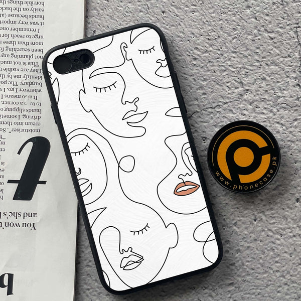 iPhone 7 / 8 - Girls Line Art Series - Premium Printed Glass soft Bumper shock Proof Case