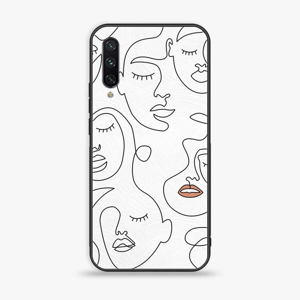 Xiaomi Mi A3 - Girl Line Art Series - Premium Printed Glass soft Bumper shock Proof Case