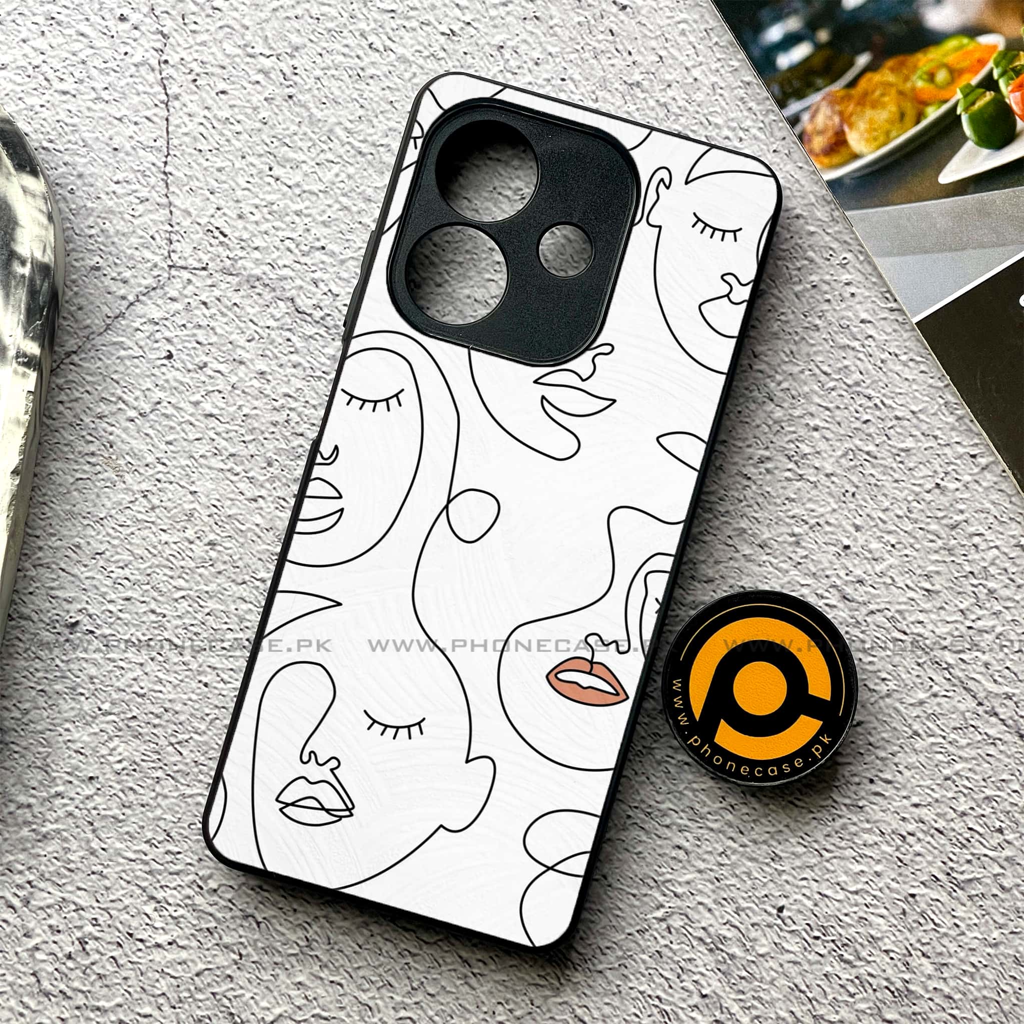 Oppo A5i - Girls Line Art Series - Premium Metal Printed soft Bumper shock Proof Case