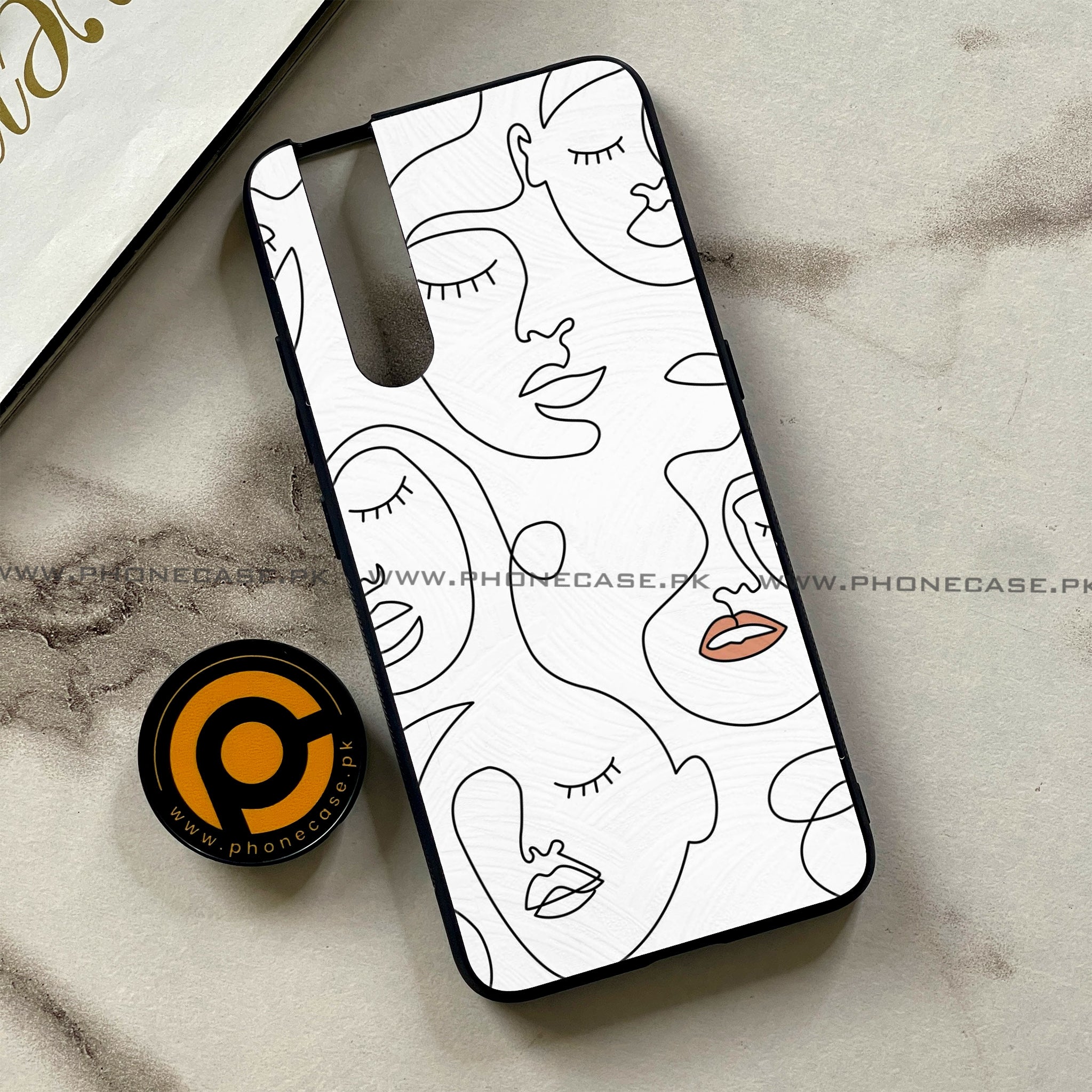 Vivo V15 Pro - Girls Line Art Series - Premium Printed Glass soft Bumper shock Proof Case