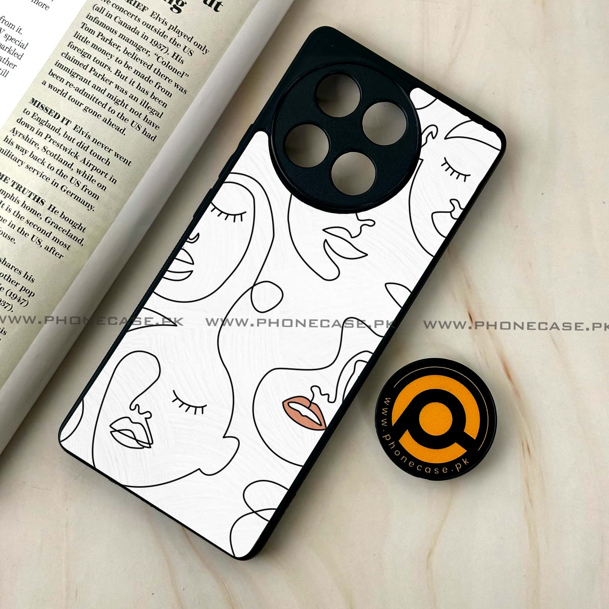Tecno Camon 30s - Girls Line Art Series - Premium Metal Printed soft Bumper shock Proof Case