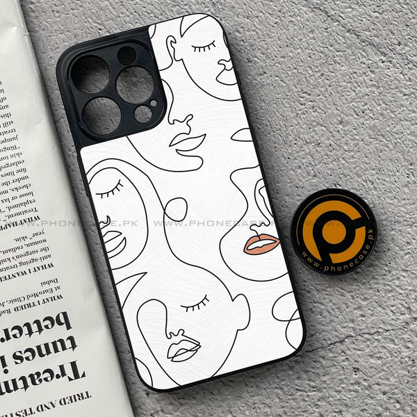 iPhone 15 Pro - Girls Line Art Series - Premium Metal Printed soft Bumper shock Proof Case