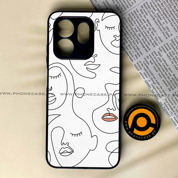 Infinix Smart 9 HD - Girls Line Art Series - Premium Metal Printed soft Bumper shock Proof Case