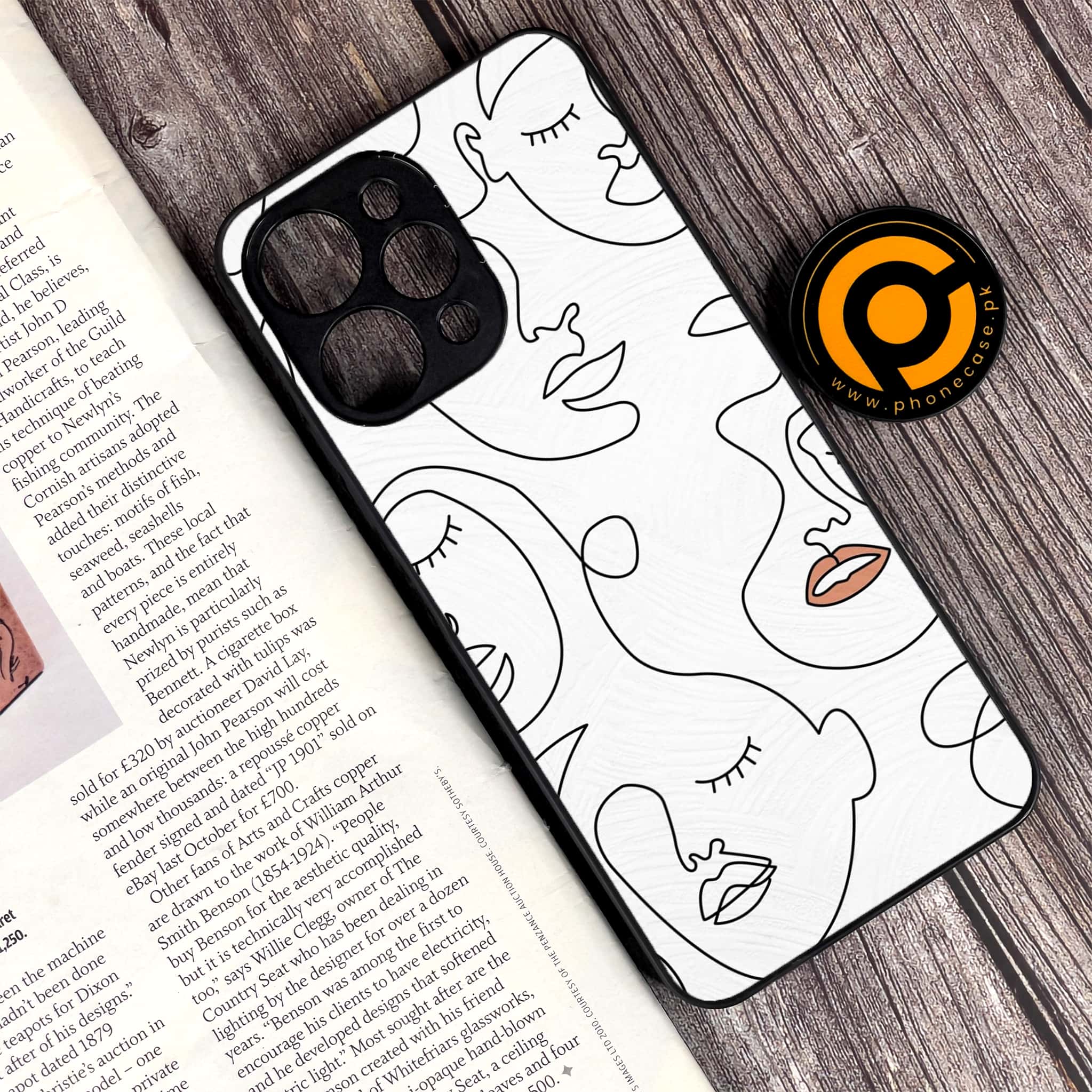 Xiaomi Redmi 12 - Girls Line Art Series - Premium Printed Glass soft Bumper shock Proof Case