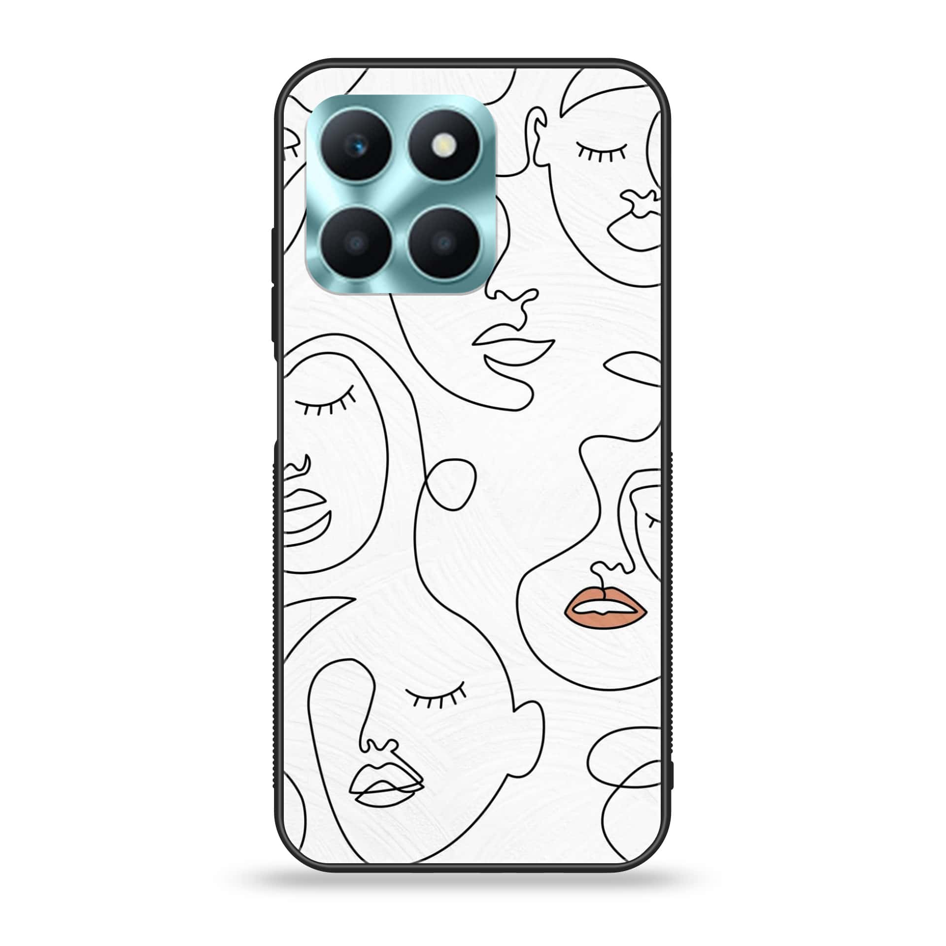 Honor X6a - Girls Line Art Series - Premium Printed Glass soft Bumper shock Proof Case