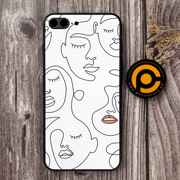 iPhone 7 Plus  - Girl Line Art Series - Premium Metal Printed soft Bumper shock Proof Case