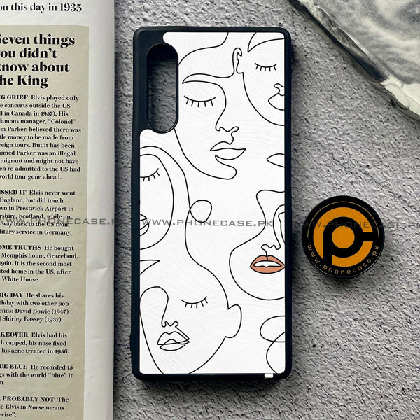 LG Velvet - Girls Line Art Series - Premium Printed Glass soft Bumper shock Proof Case
