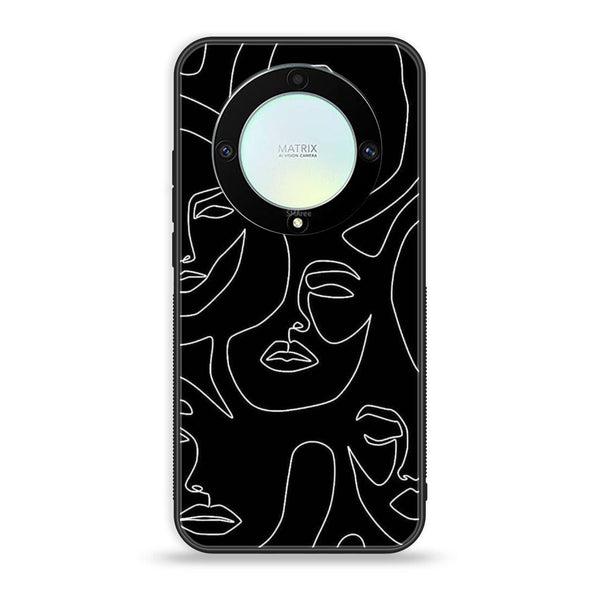 HONOR X9A - Girls Line Art Design 2 - Premium Printed Glass soft Bumper shock Proof Case CS-36642