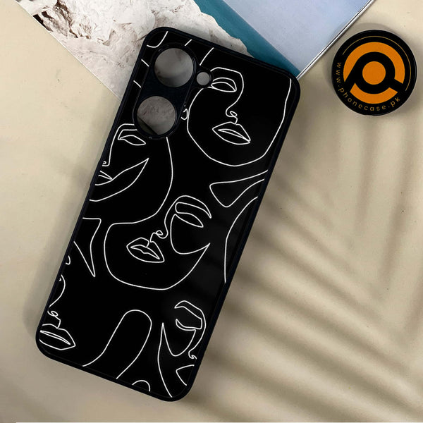 Vivo Y03 / Y18 / Y03T - Girls Line Art Design 2  - Premium Printed Metal soft Bumper shock Proof Case  CS-34832