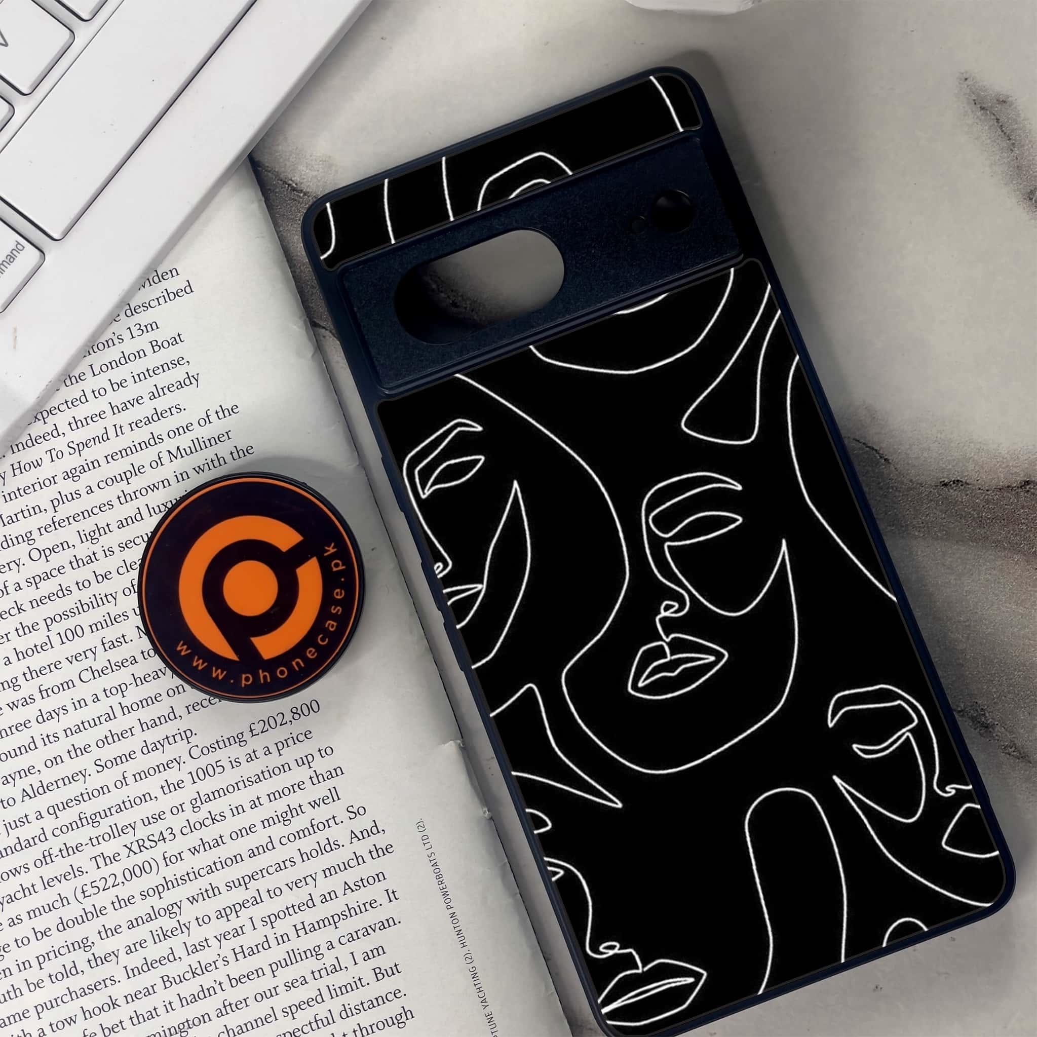 Google Pixel 7 - Girls Line Art Series - Premium Metal Printed soft Bumper Shock Proof Case
