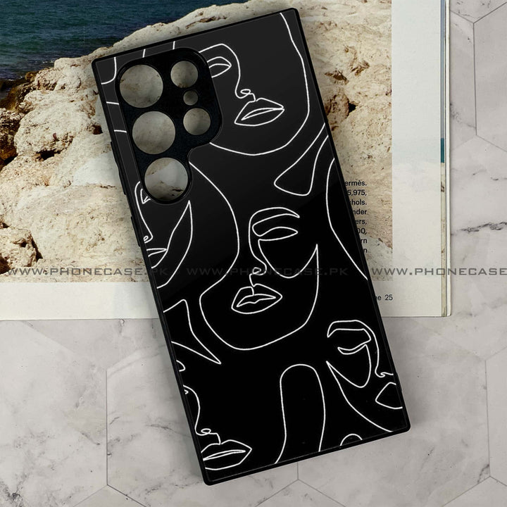 Samsung Galaxy S24 Ultra - Girls Line Art Design 2- Premium Metal Printed soft Bumper shock Proof Case CS-44848