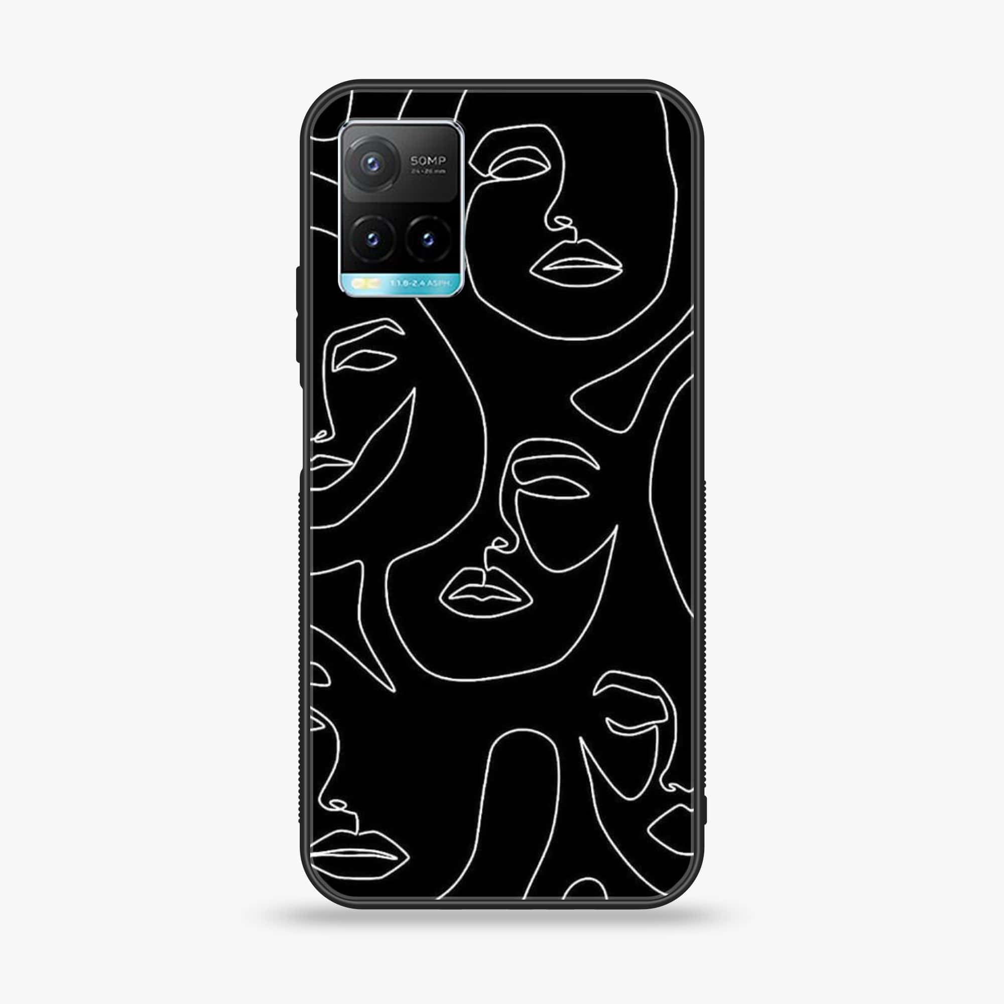 Vivo Y33T - Girl line Art Series - Premium Printed Glass soft Bumper shock Proof Case