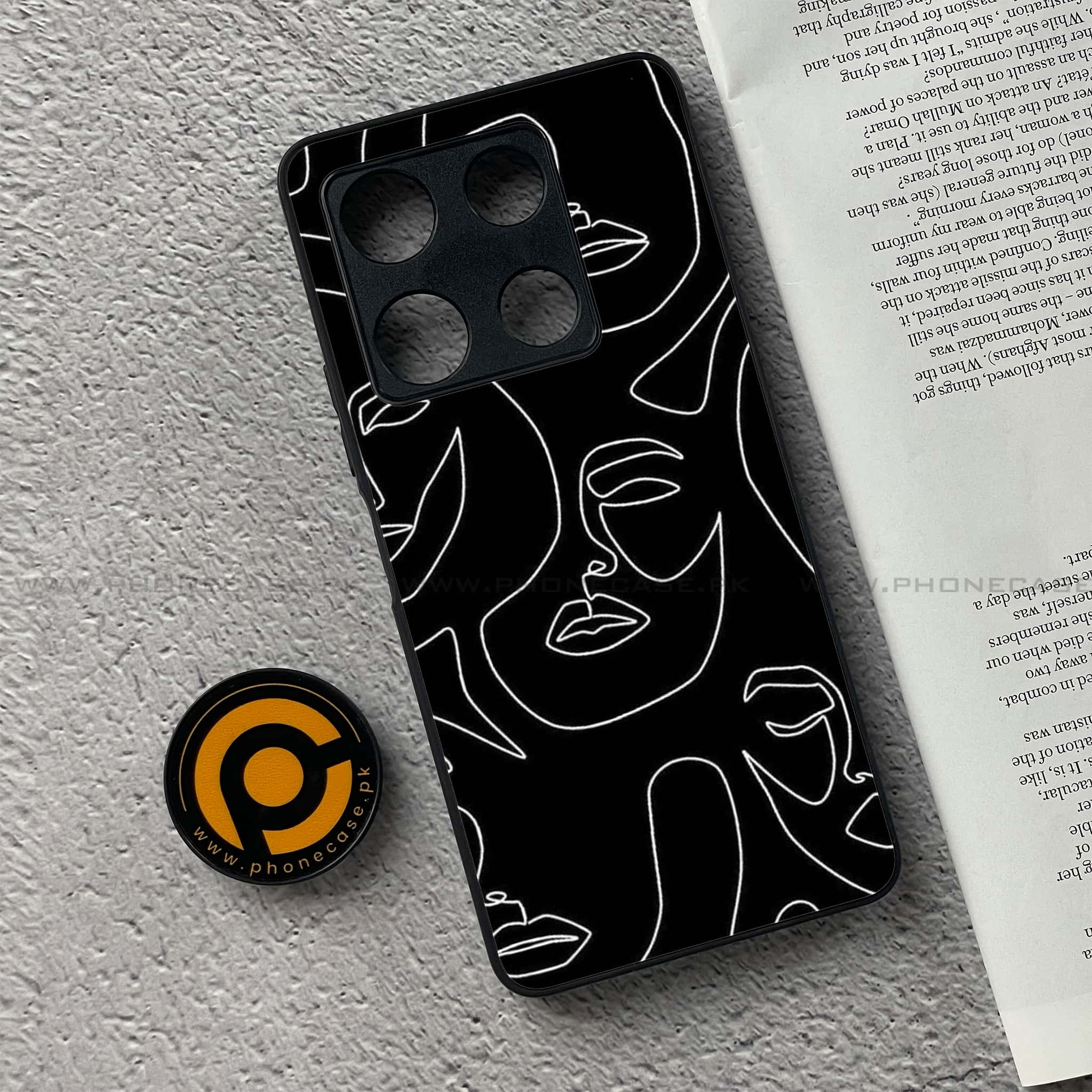 Infinix Note 30 Pro - Girls Line Art Series - Premium Metal Printed soft Bumper shock Proof Case