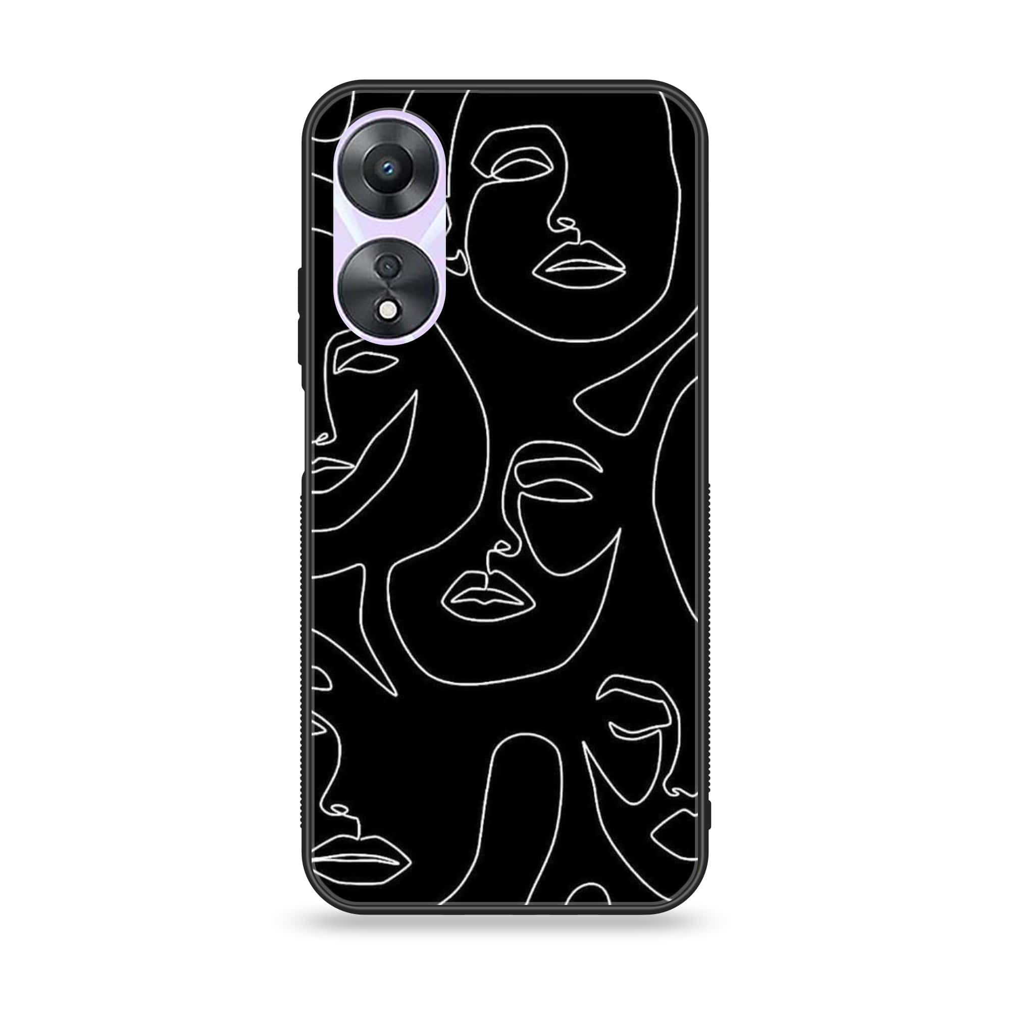 Oppo A78 4G - Girl Line Art  Series - Premium Printed Glass soft Bumper shock Proof Case