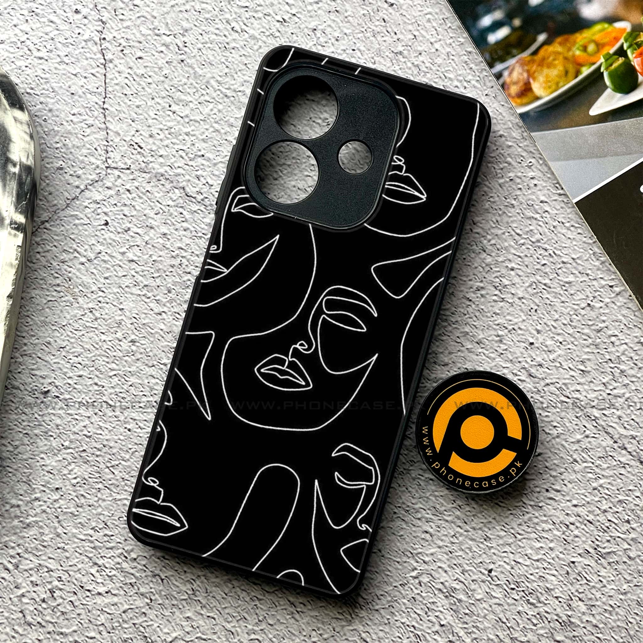 Oppo A5i - Girls Line Art Series - Premium Metal Printed soft Bumper shock Proof Case