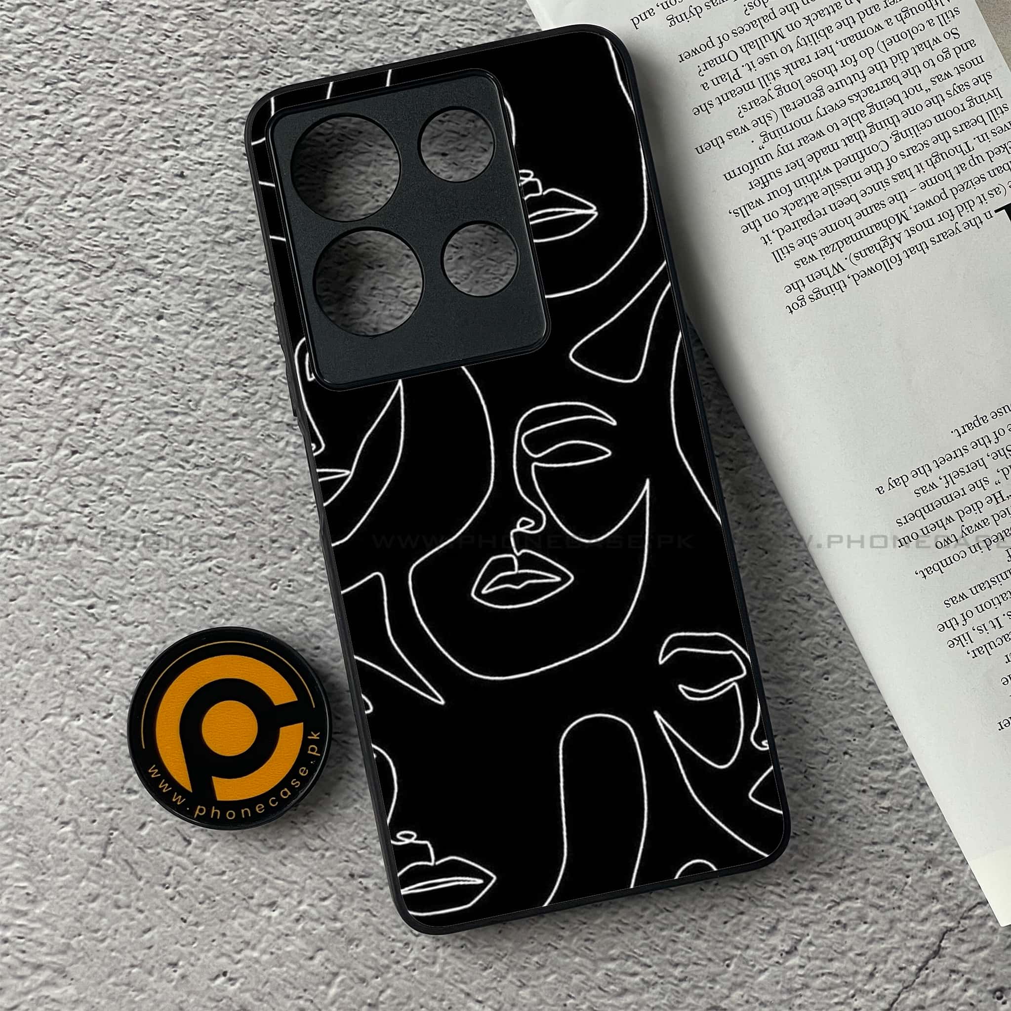 Infinix Note 30 - Girls Line Art Series - Premium Printed Glass soft Bumper shock Proof Case
