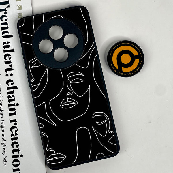 Oppo Reno 12F 4G - Girls Line Art  Design 2  - Premium Metal Printed soft Bumper shock Proof Case CS-32301