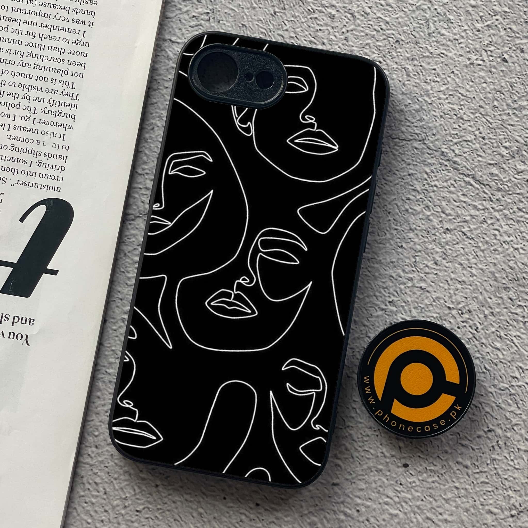 iPhone 16e - Girls Line Art Series - Premium Metal  Printed soft Bumper shock Proof Case