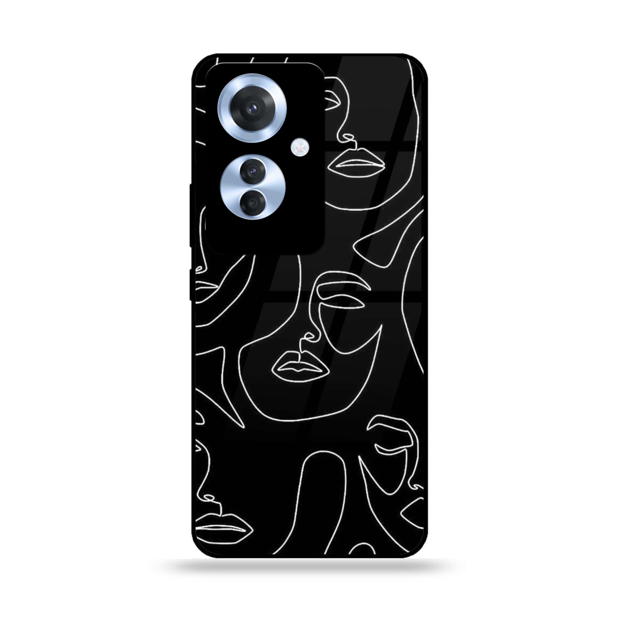 Oppo Reno 11F - Girls Line Art Series - Premium Printed Glass soft Bumper shock Proof Case