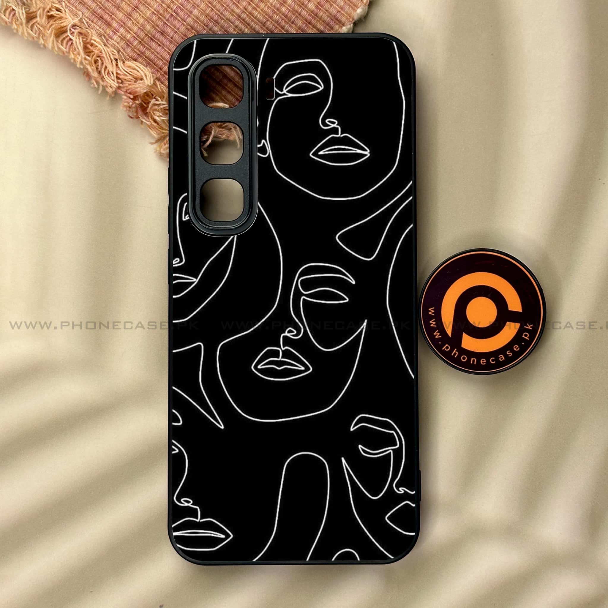 Infinix Hot 60 Pro - Girls Line Art Series - Premium Metal Printed soft Bumper shock Proof Case