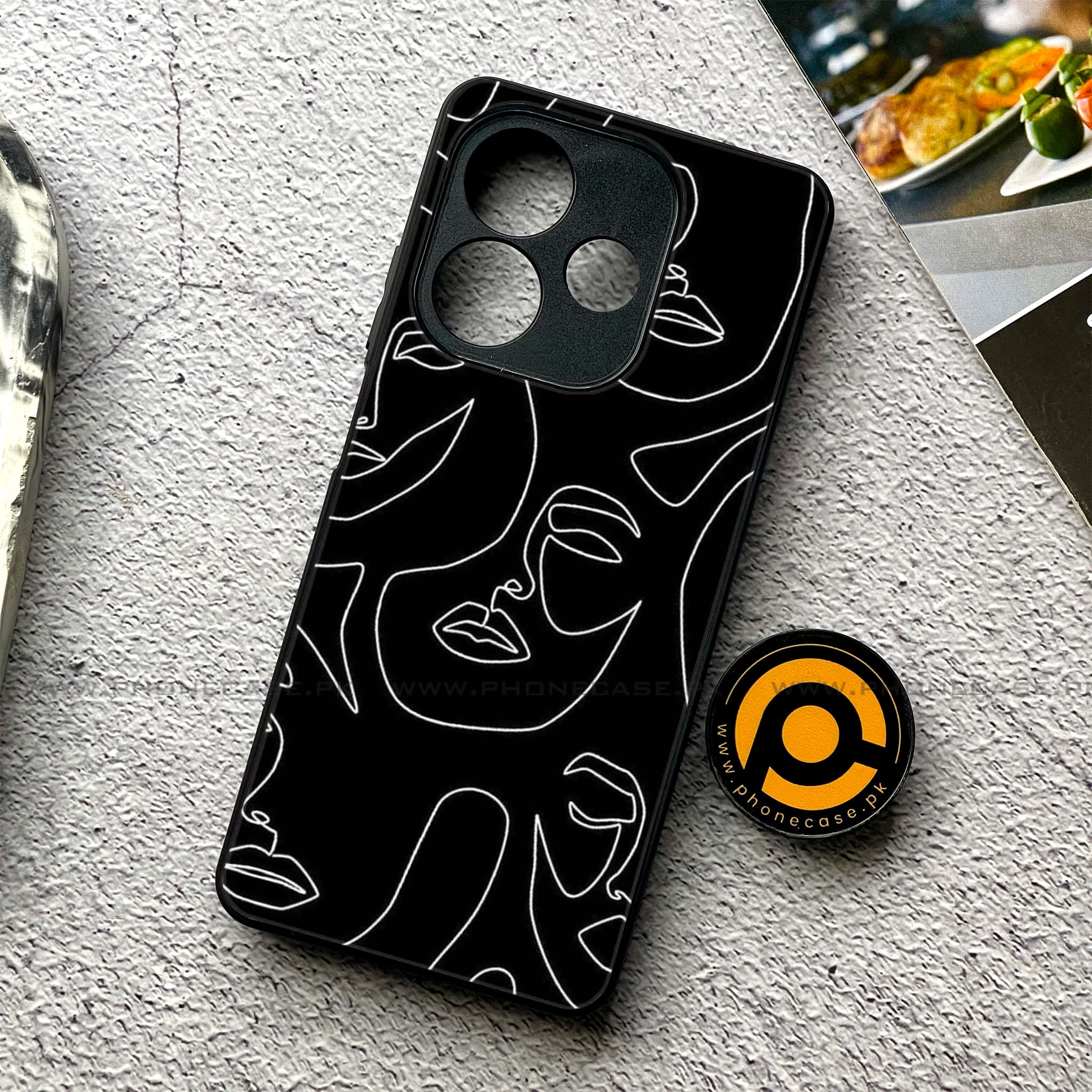 Oppo A5 Pro - Girls Line Art Series - Premium Metal Printed soft Bumper shock Proof Case