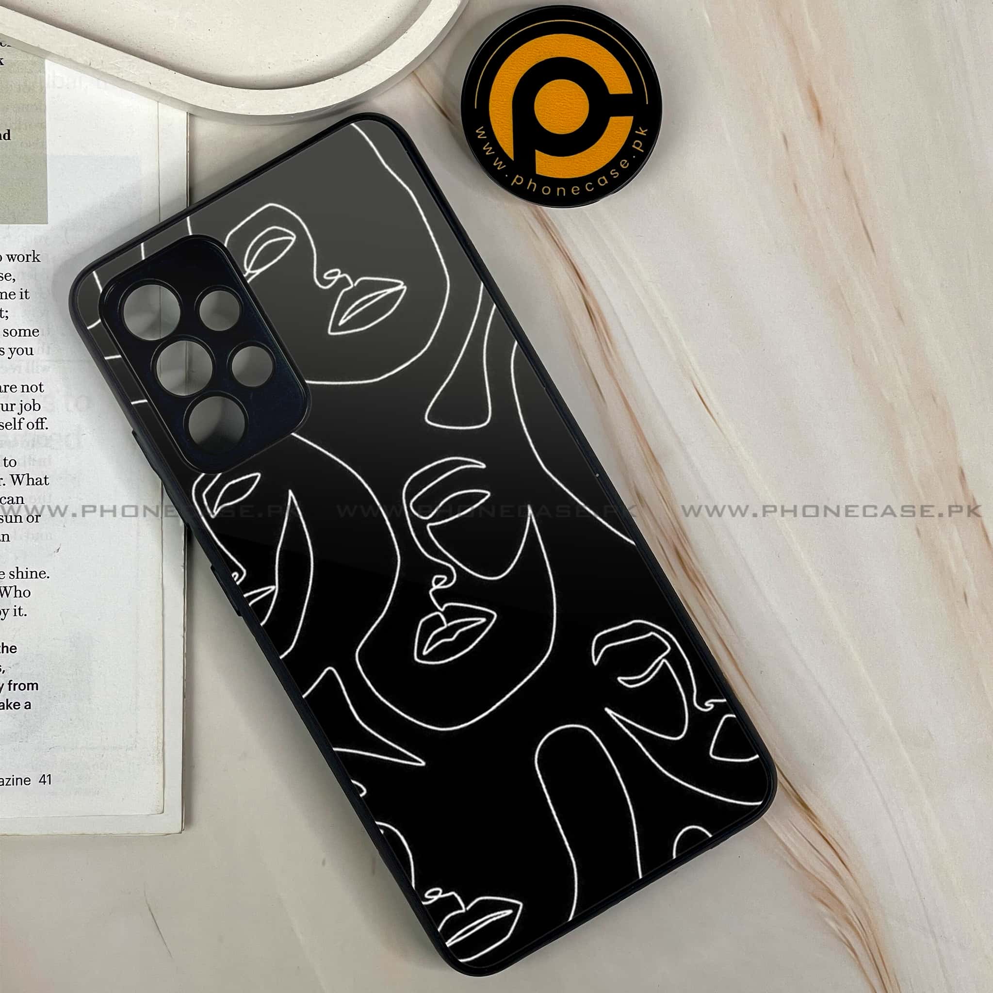 Samsung Galaxy A32 4G- Girls Line Art Series - Premium Printed Glass soft Bumper shock Proof Case