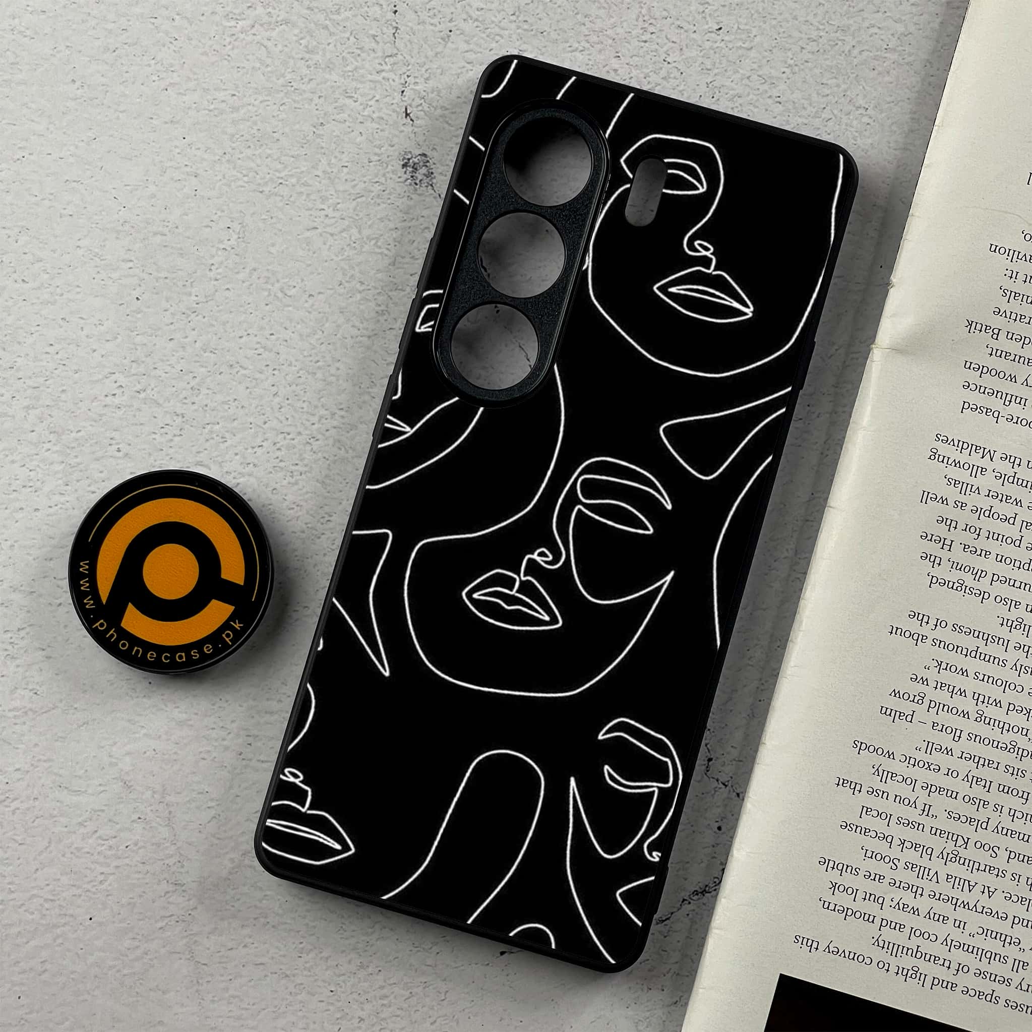 Tecno Camon 40 - Girls Line Art Series - Premium Metal Printed Soft Bumper Shockproof Case