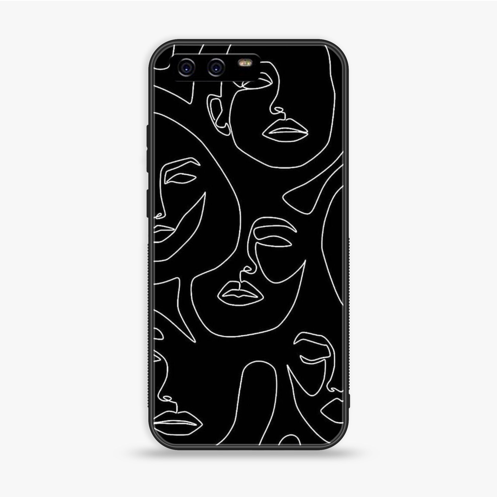 Huawei P10 Plus - Girls Line Art Series - Premium Printed Glass soft Bumper shock Proof Case