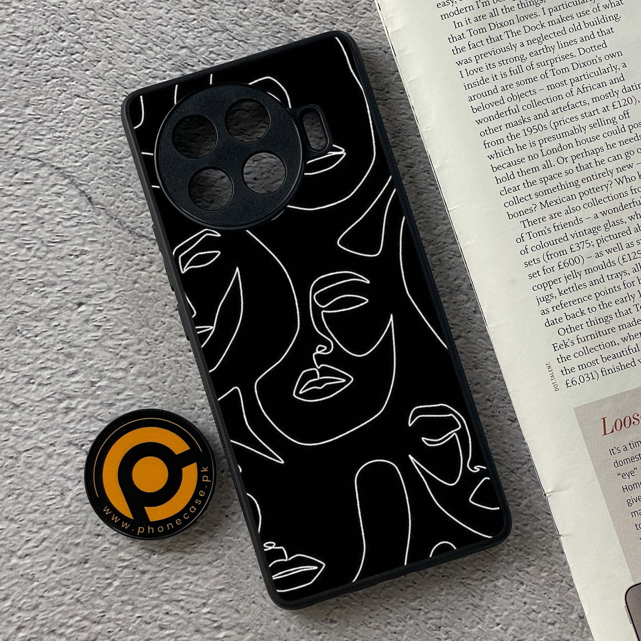 Tecno Spark 20 pro plus - Girls Line Art Series - Premium Printed Glass soft Bumper shock Proof Case