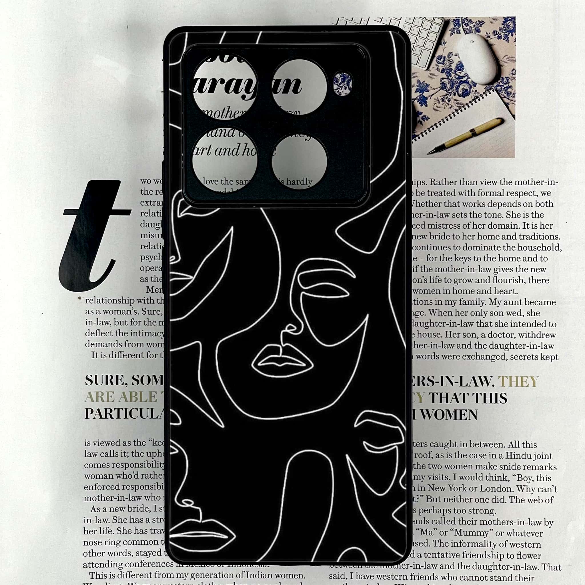 Infinix Note 40 Pro Plus - Girls Line Art Series - Premium Metal Printed soft Bumper shock Proof Case