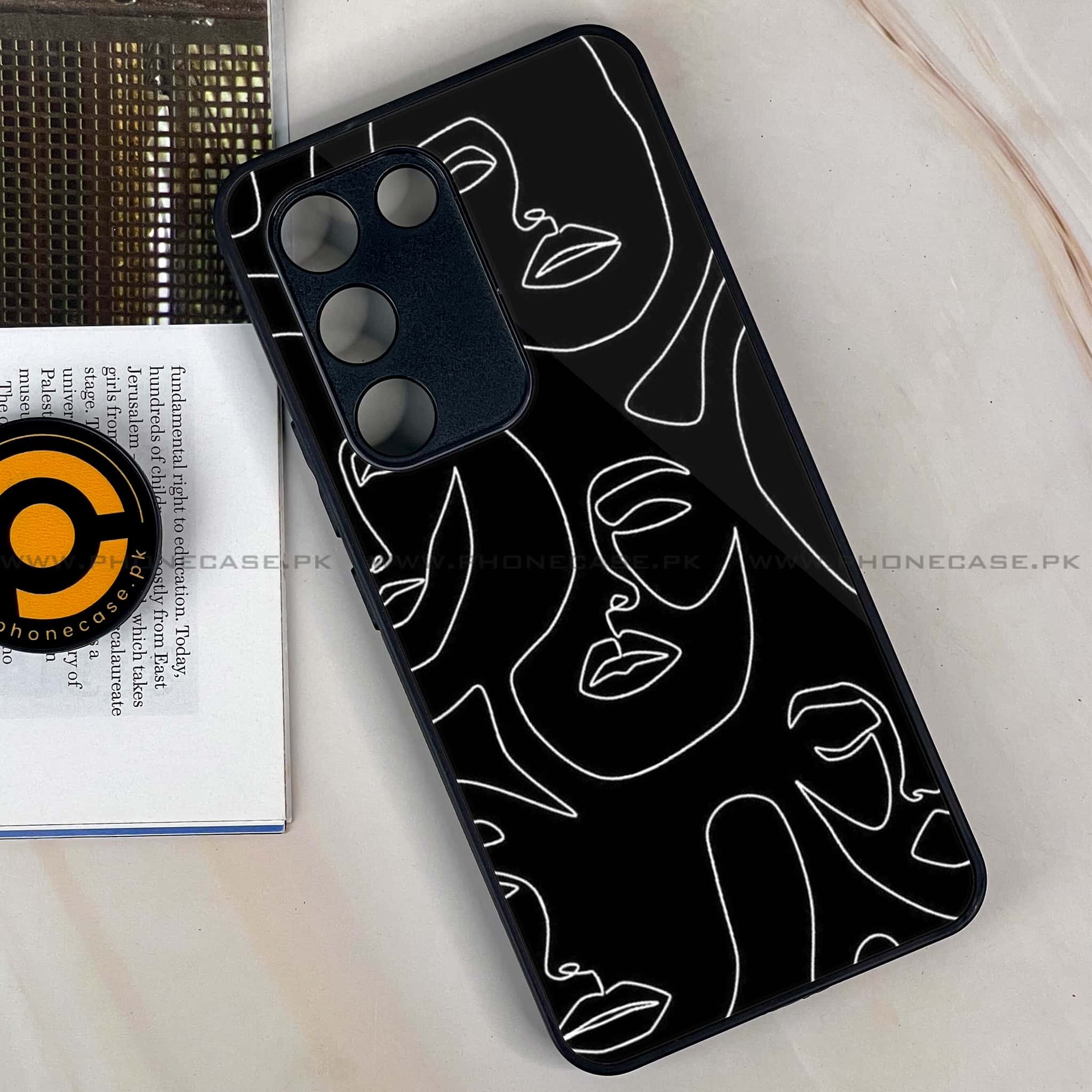 Vivo Y200e - Girls Line Art Series - Premium Metal Printed soft Bumper shock Proof Case