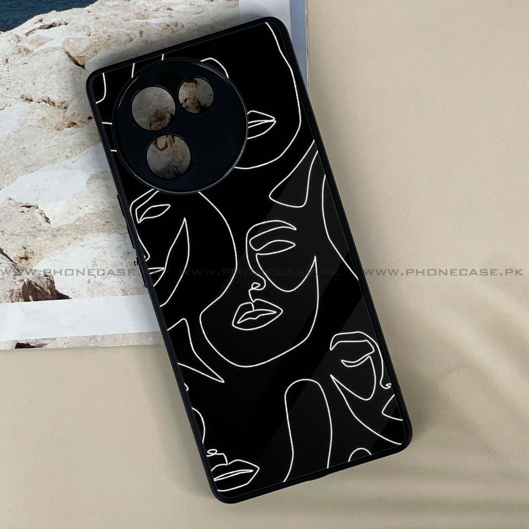 Vivo V30E - Girls Line Art Series - Premium Printed Metal soft Bumper shock Proof Case