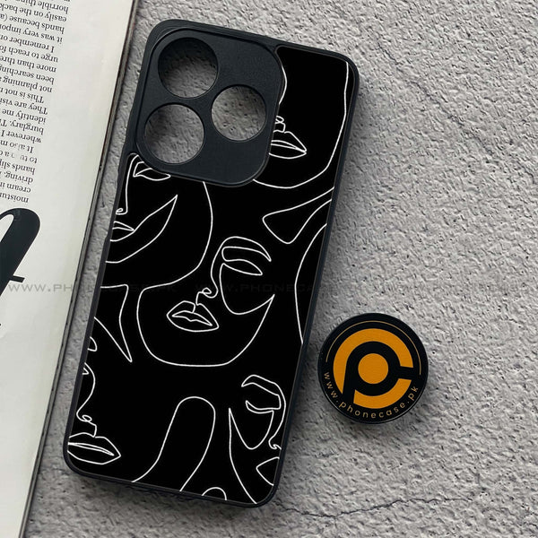 Tecno Spark 10C - Girls Line Art Design 2- Premium Printed Glass soft Bumper shock Proof Case CS-45726