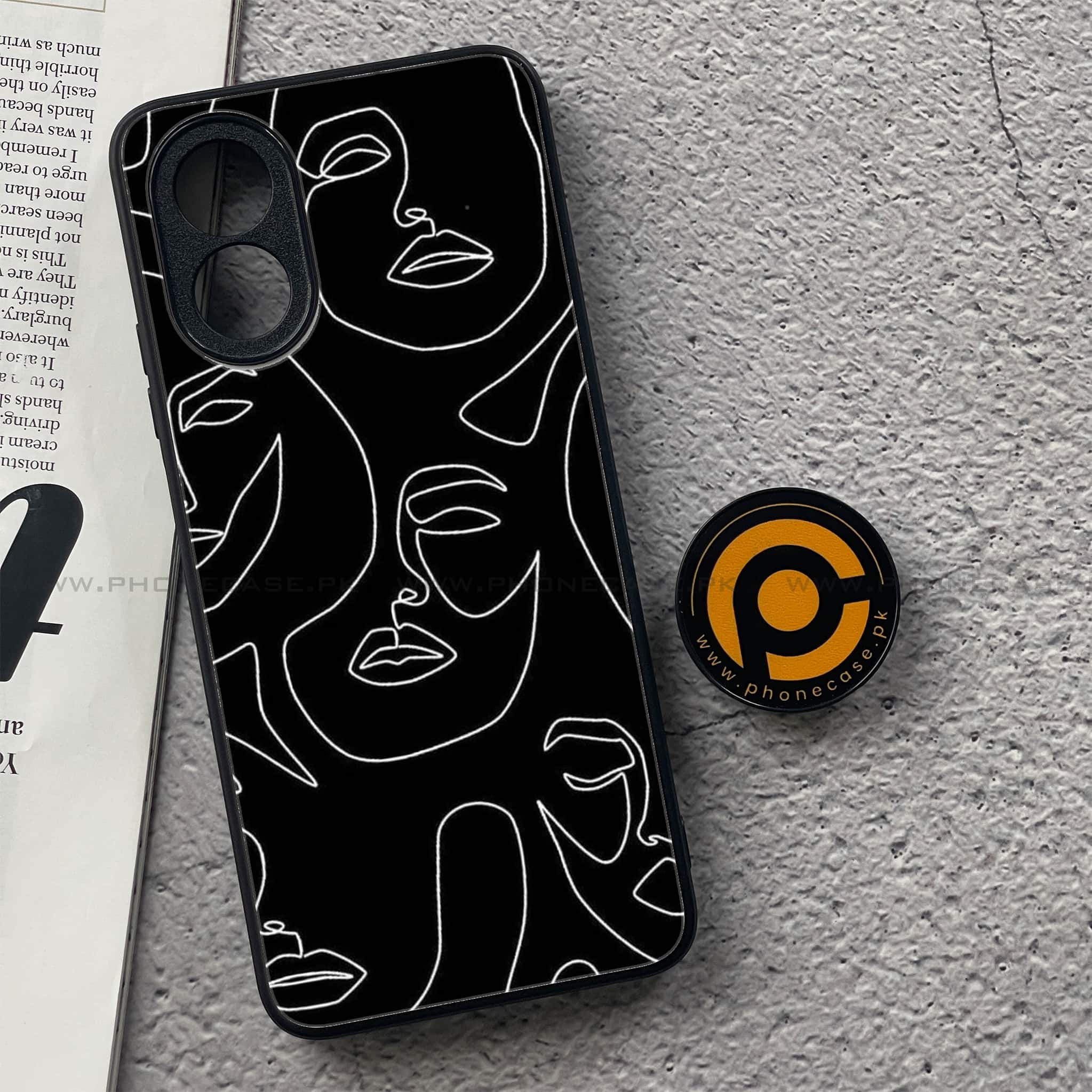 Oppo A18 4G - Girls Line Art Series - Premium Printed Glass soft Bumper shock Proof Case