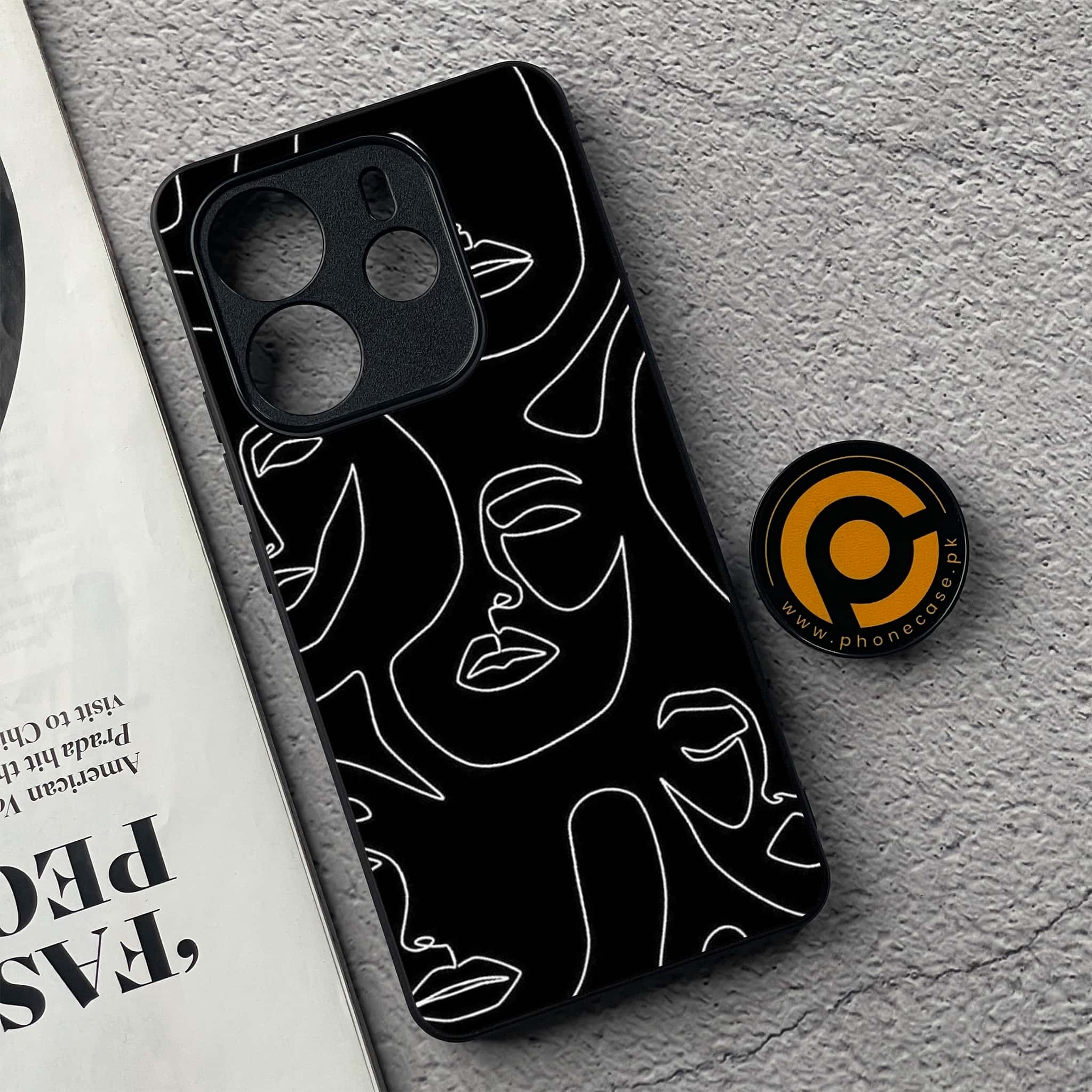 Xiaomi Redmi Note 14 - Girls Line Art Series - Premium Printed Glass soft Bumper shock Proof Case