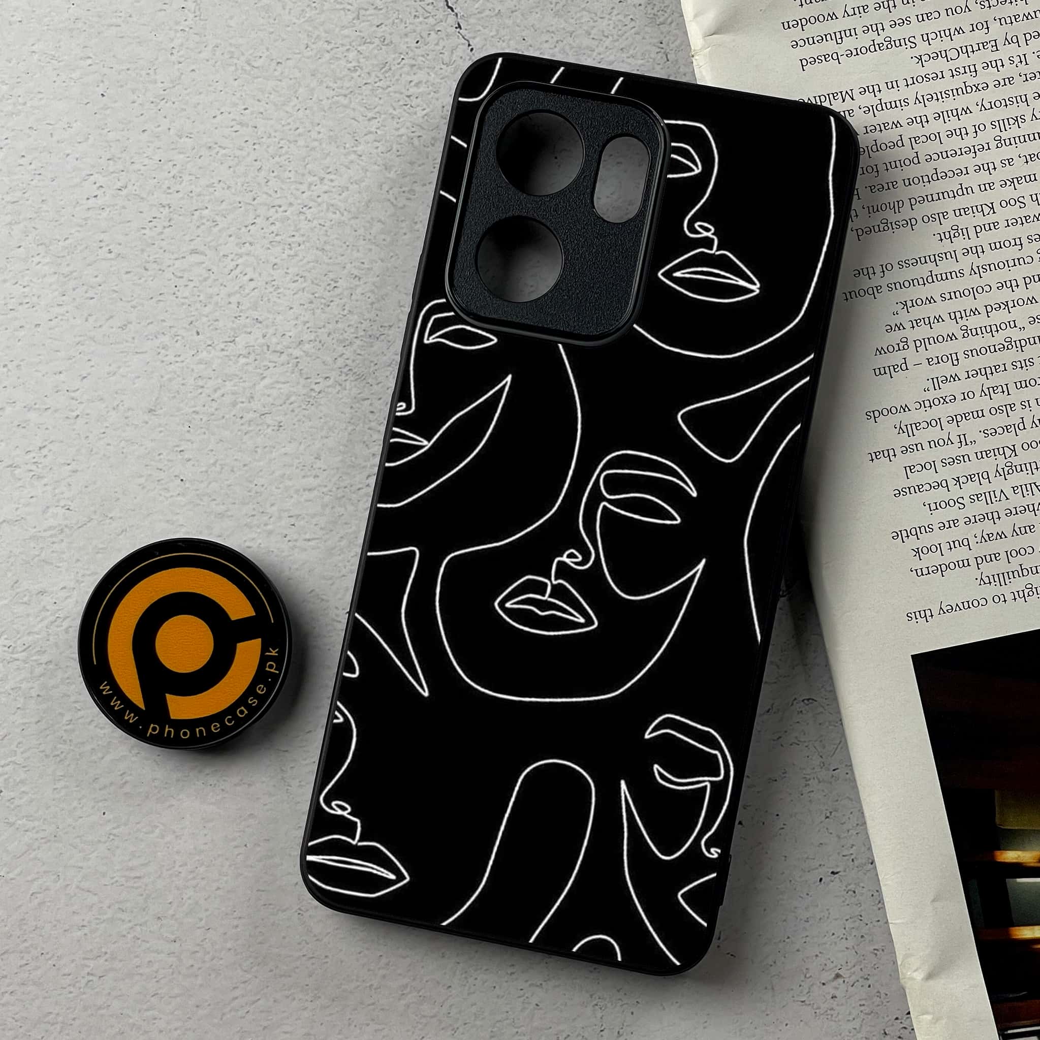 Oppo Reno 13F - Girls Line Art Series - Premium Metal Printed Soft Bumper Shockproof Case
