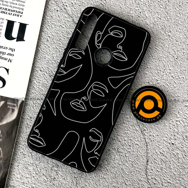 Huawei Y9 Prime (2019) - Girls Line Art Series Design 2 - Premium Printed Glass soft Bumper shock Proof Case CS-43527