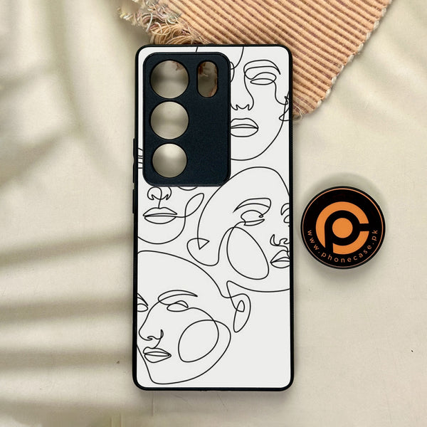 Vivo V29 - Girls Line Art Design 3 - Premium Printed Glass soft Bumper shock Proof Case CS-19685