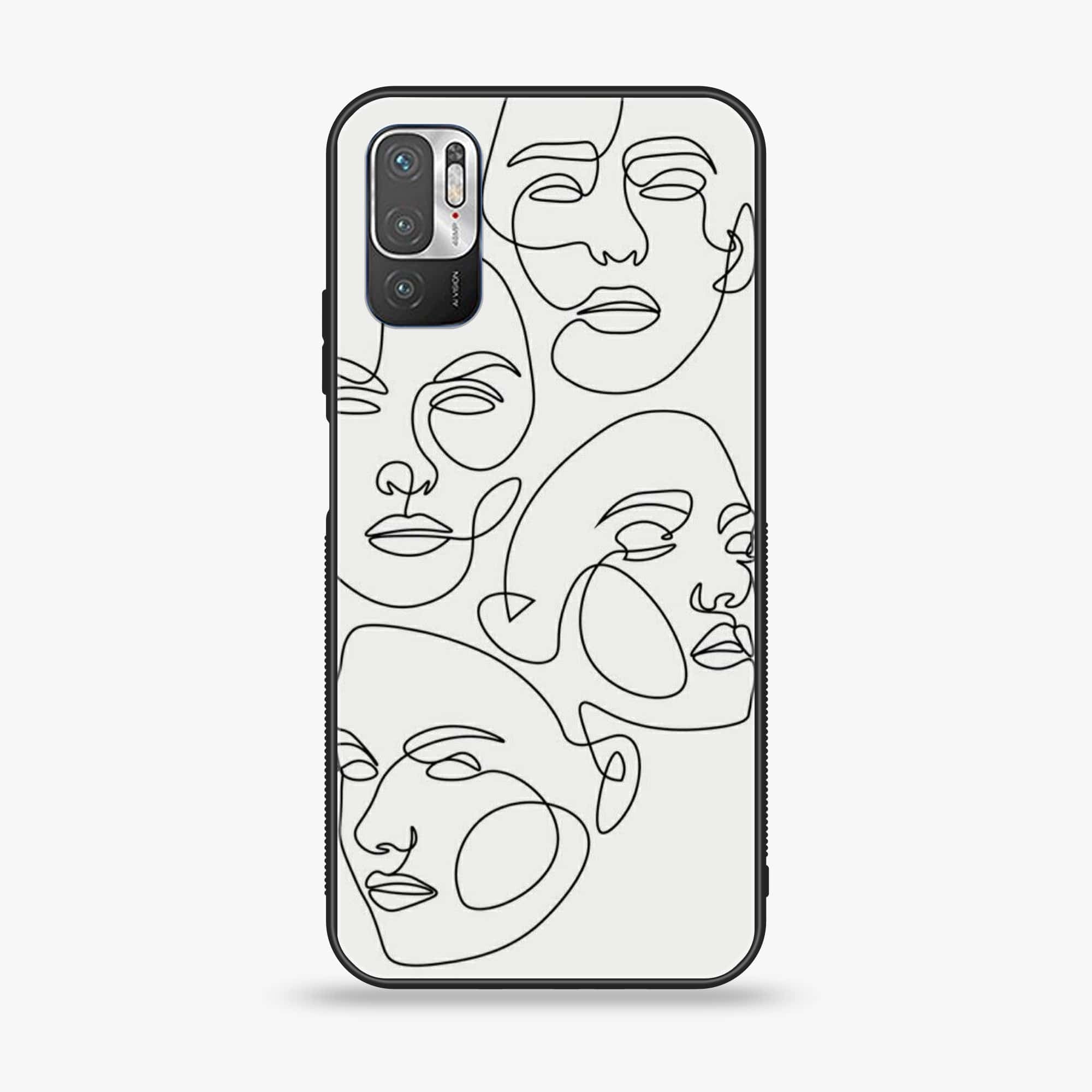 Xiaomi Redmi Note 10 5G - Girls Line Art Series - Premium Printed Glass soft Bumper shock Proof Case