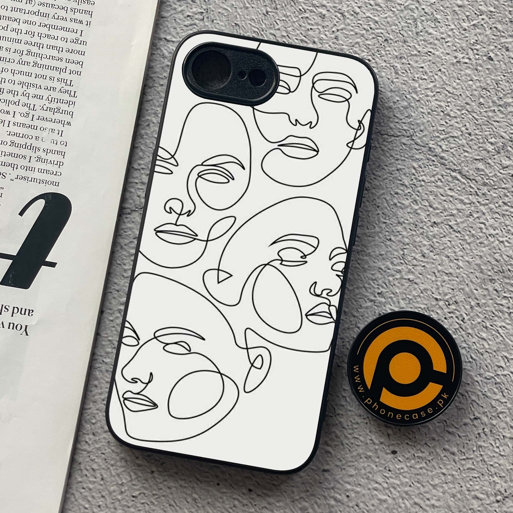 iPhone 16e - Girls Line Art Series - Premium Metal  Printed soft Bumper shock Proof Case