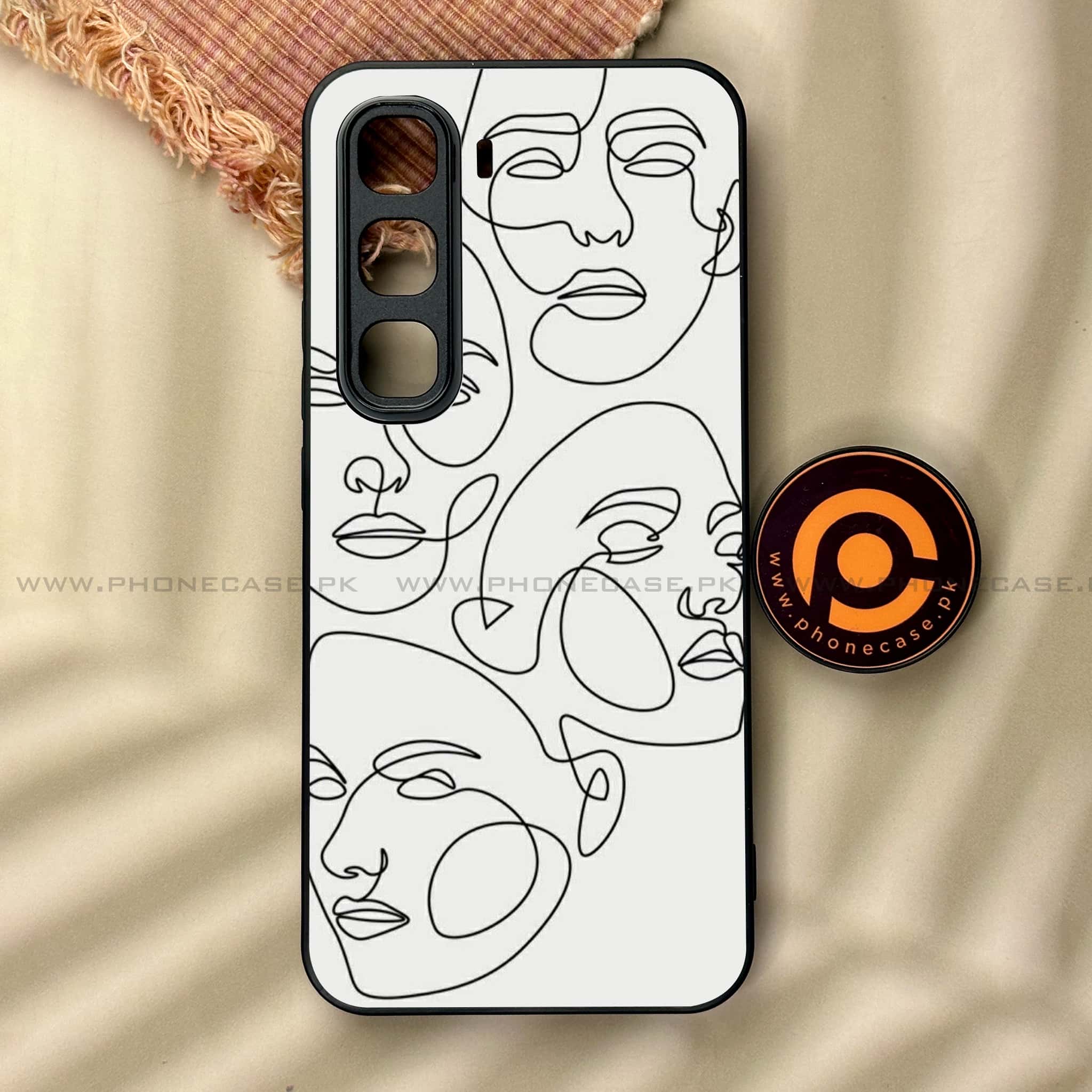 Infinix Hot 60 Pro - Girls Line Art Series - Premium Metal Printed soft Bumper shock Proof Case