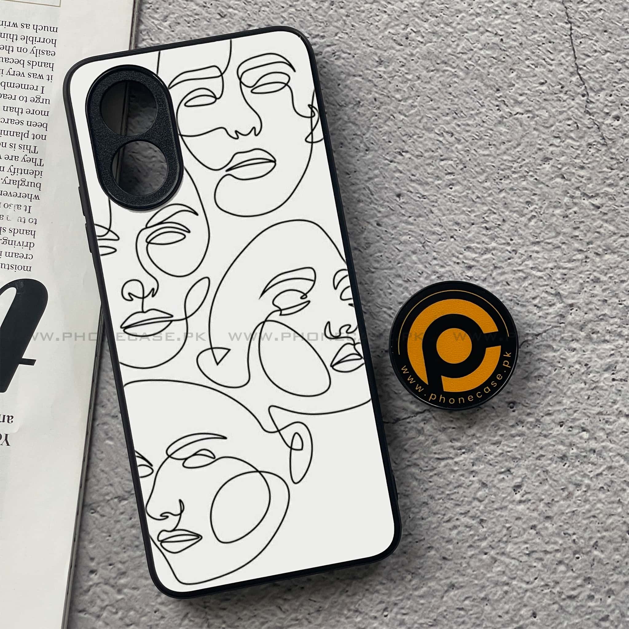 Oppo A18 4G - Girls Line Art Series - Premium Printed Glass soft Bumper shock Proof Case