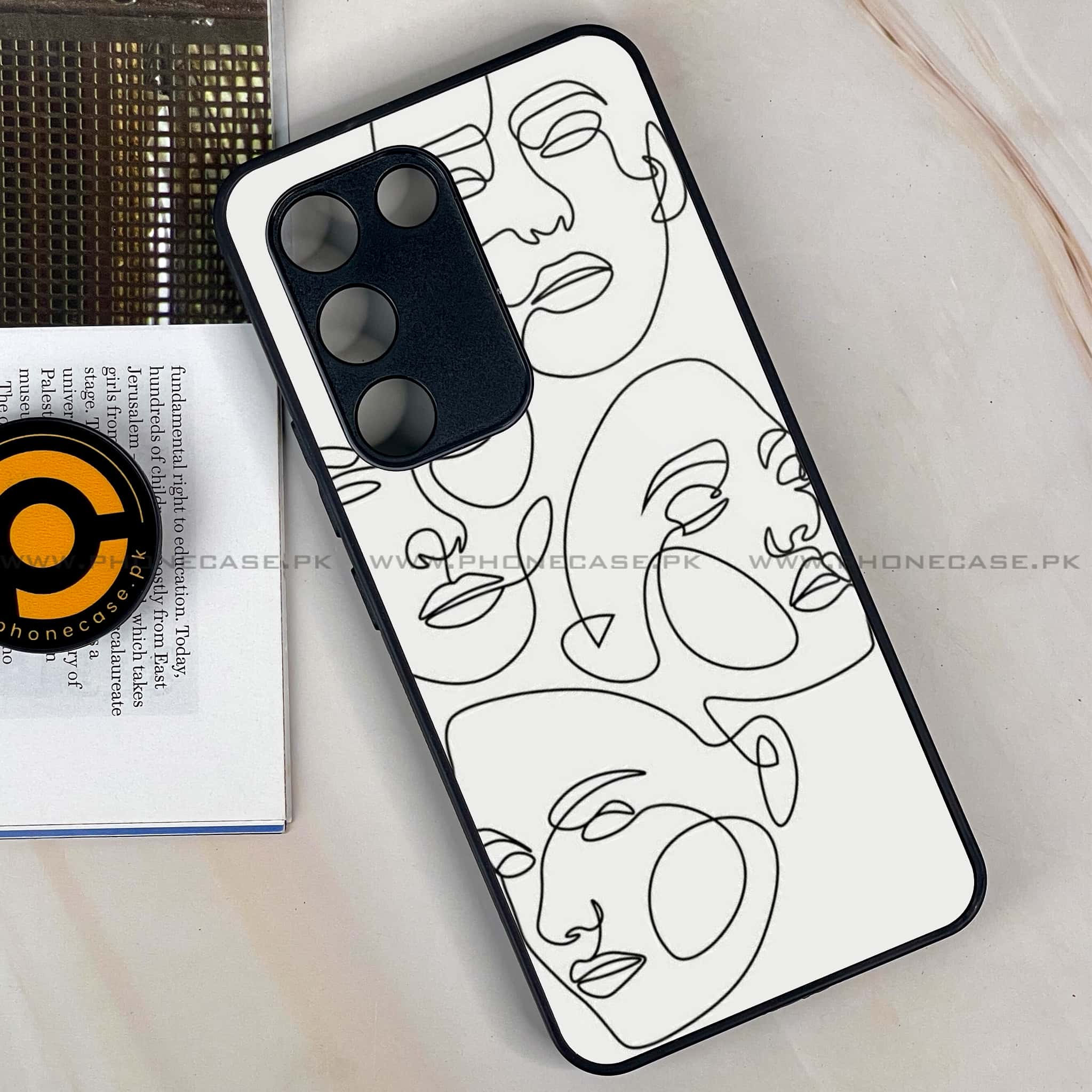 Vivo Y200e - Girls Line Art Series - Premium Metal Printed soft Bumper shock Proof Case