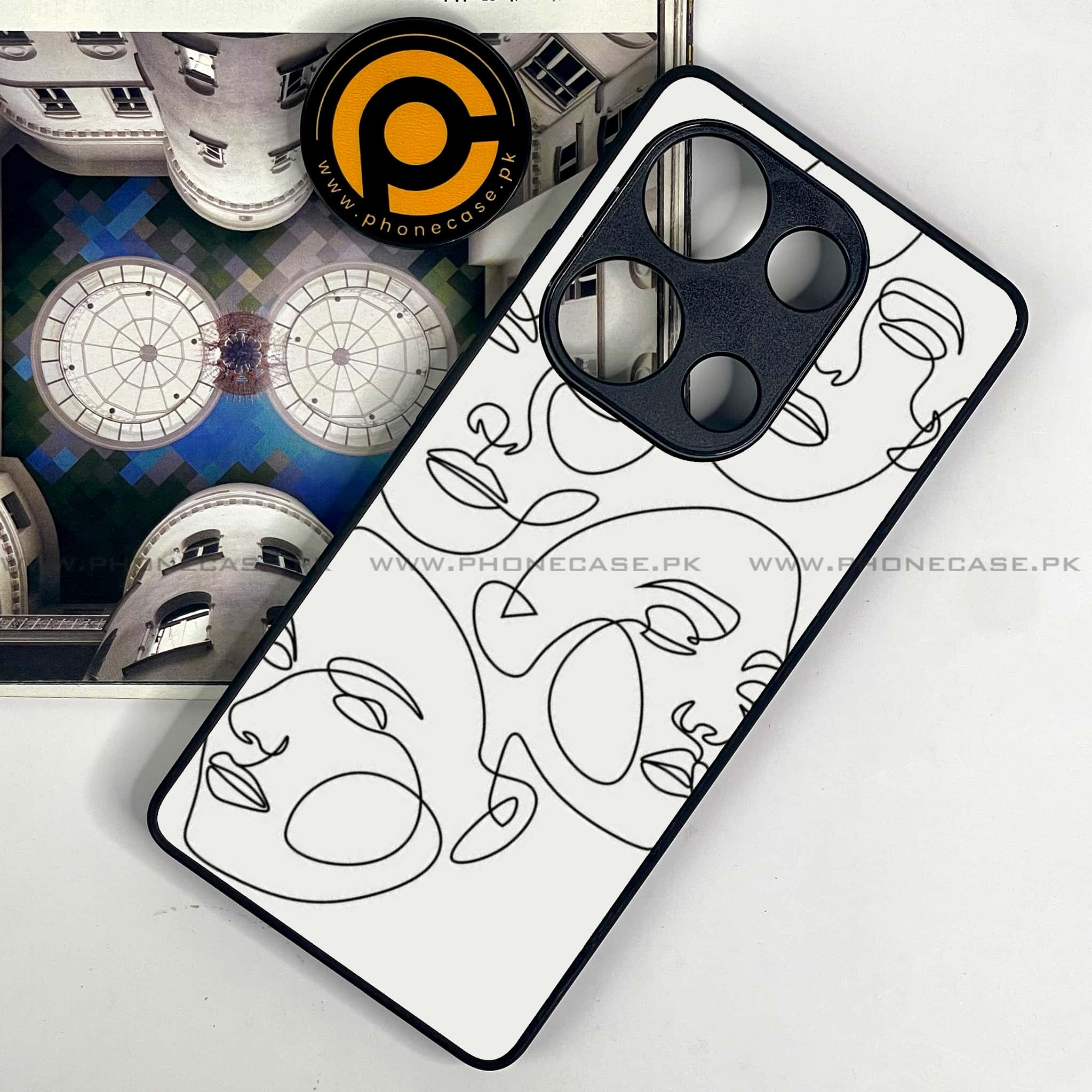 Redmi Note 13 Pro 4G - Girls Line Art - Premium Metal Printed soft Bumper shock Proof Case