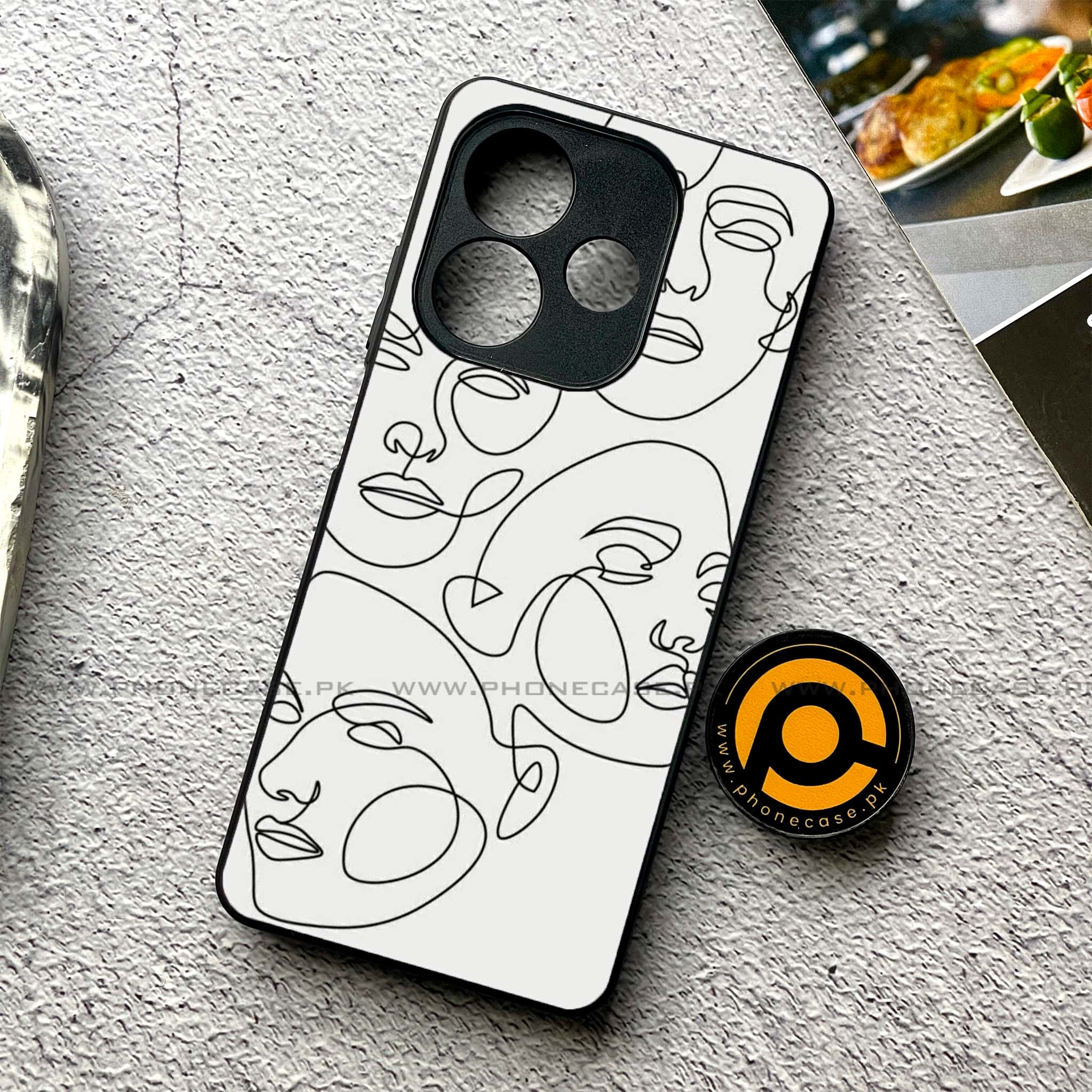 Oppo A5 Pro - Girls Line Art Series - Premium Metal Printed soft Bumper shock Proof Case