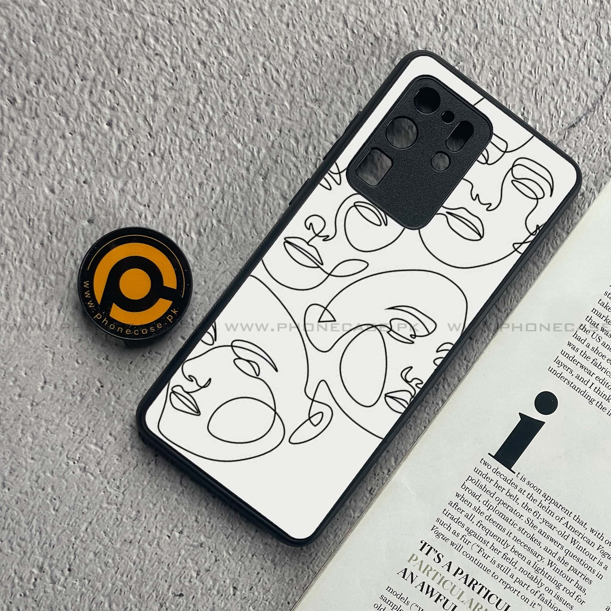 Samsung Galaxy S20 Ultra - Girl Line Art Series - Premium Printed Glass soft Bumper shock Proof Case