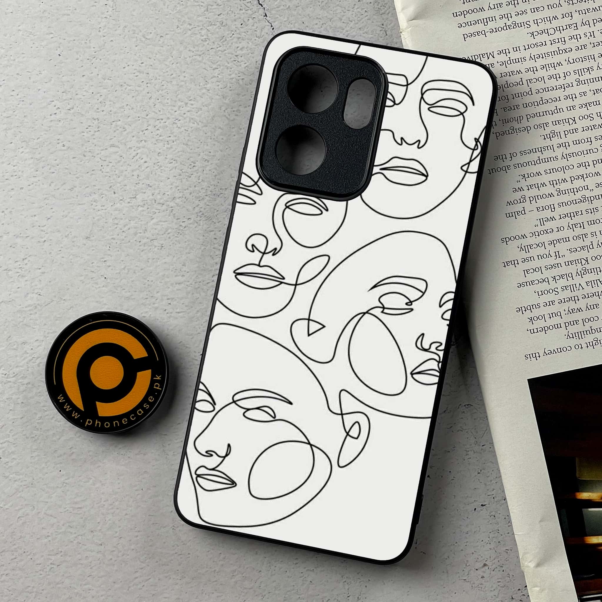 Oppo Reno 13F - Girls Line Art Series - Premium Metal Printed Soft Bumper Shockproof Case