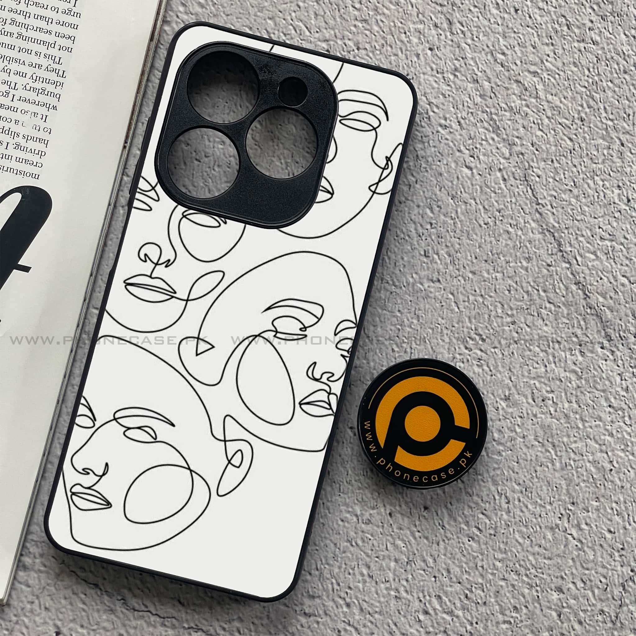 Infinix Smart 8 Pro - Girls Line Art Series - Premium Metal Printed soft Bumper shock Proof Case