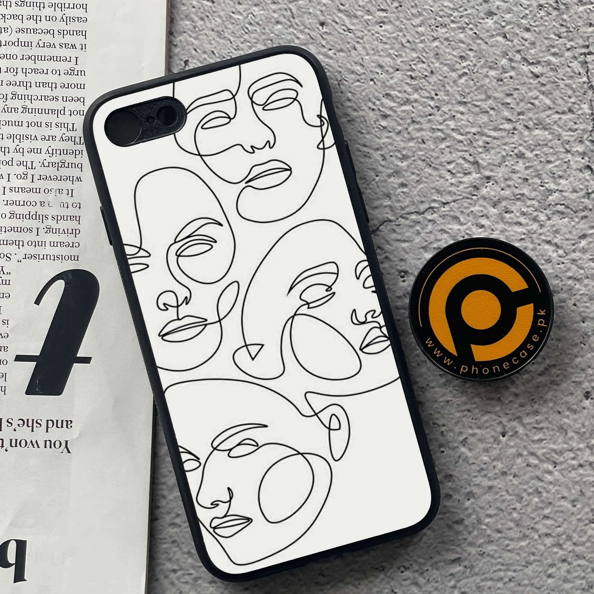 iPhone 7 / 8 - Girls Line Art Series - Premium Printed Glass soft Bumper shock Proof Case