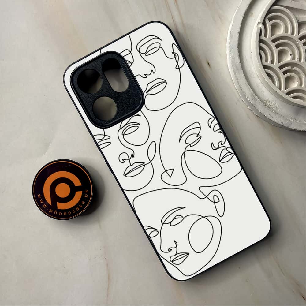 Oppo Reno 14F - Girls Line Art Series - Premium Metal Printed Soft Bumper Shockproof Case